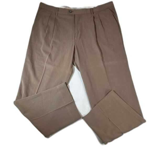 Tommy Bahama Pants Mens 40X32 Bleige Silk Blend Pleated Relaxed Fit Classiccore - Picture 1 of 10